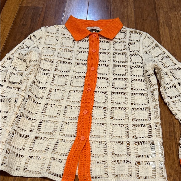 Forever 21 Cream and Orange Crochet Shirt - Picture 6 of 10